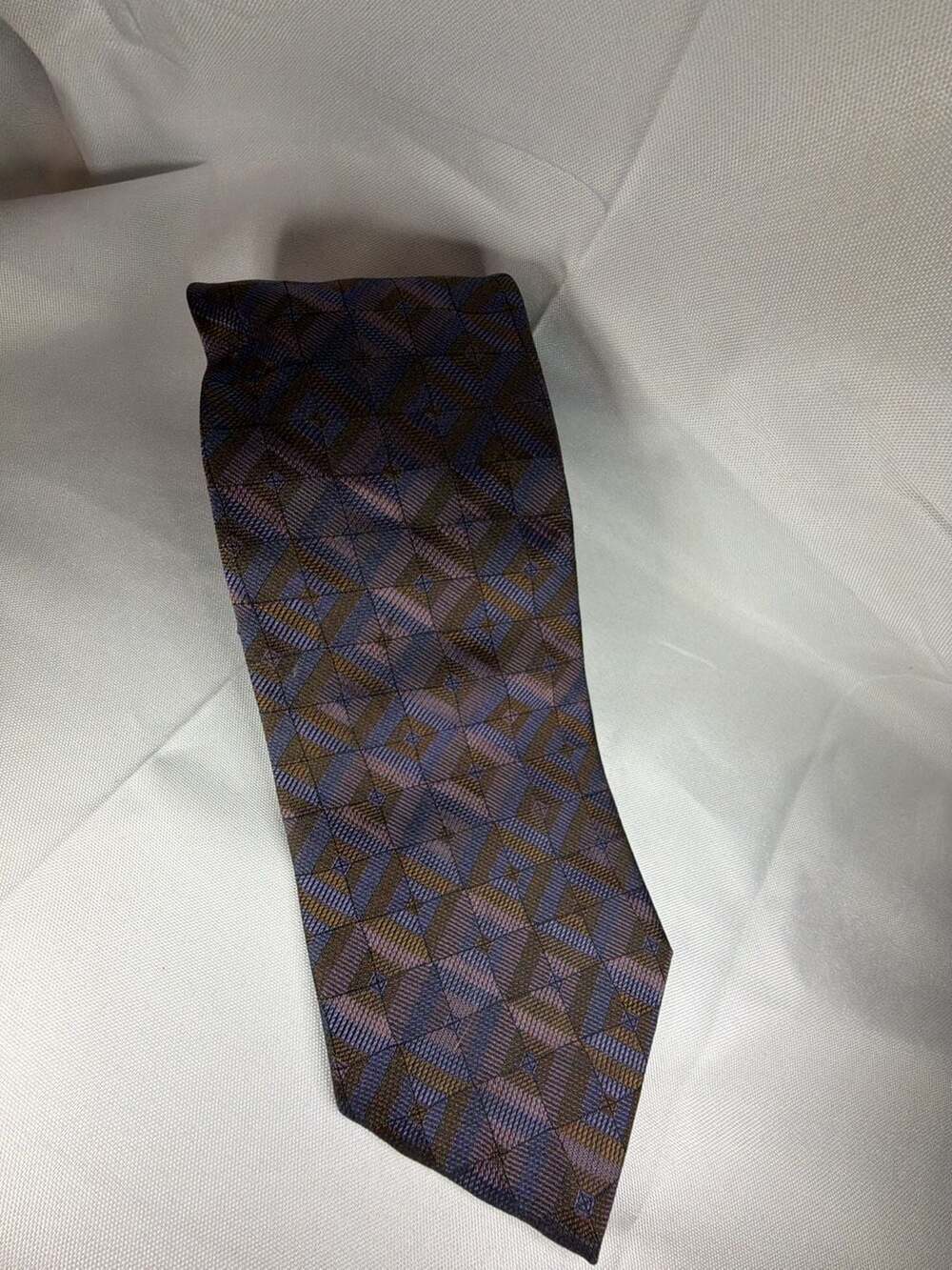 Pavone Men's Geometric Pattern Neck Tie, 100% Silk, Made in Italy